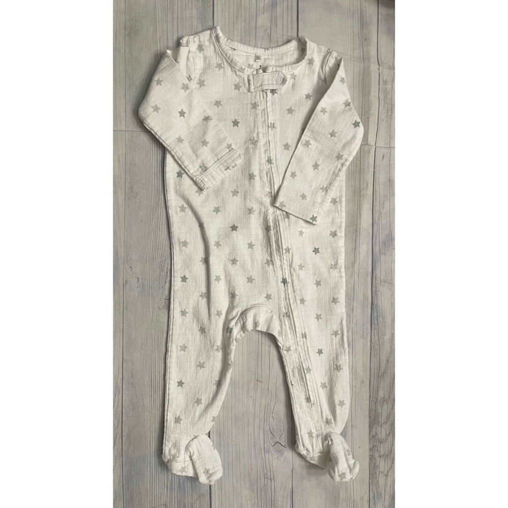 Aden & Anais Baby Grey Gray Stars Cotton Footed Pajamas Sleeper, Size 6-9 months
